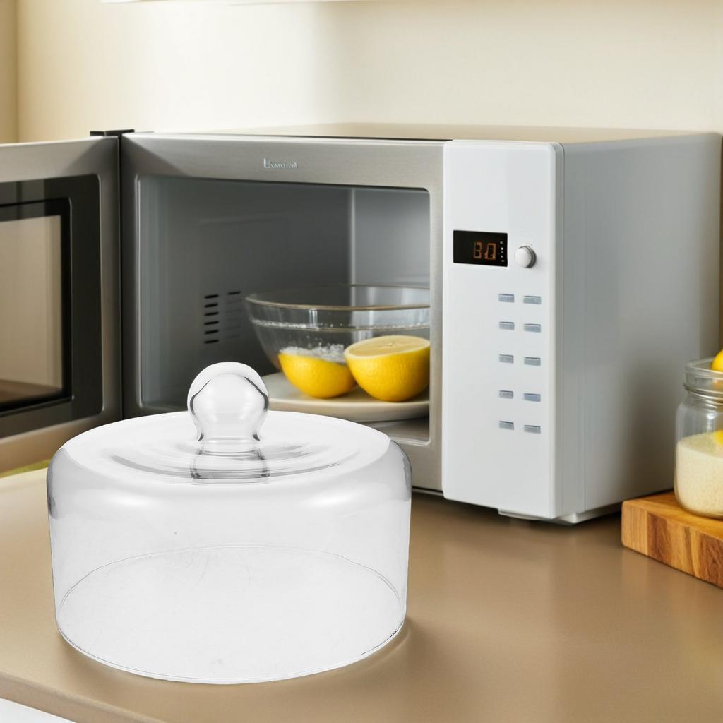 Glass Microwave Cover Microwave Glass Splatter Cover Plate Splatter Guard Easy Grip Handle Clear Cake Dome kitchen Food Cloche