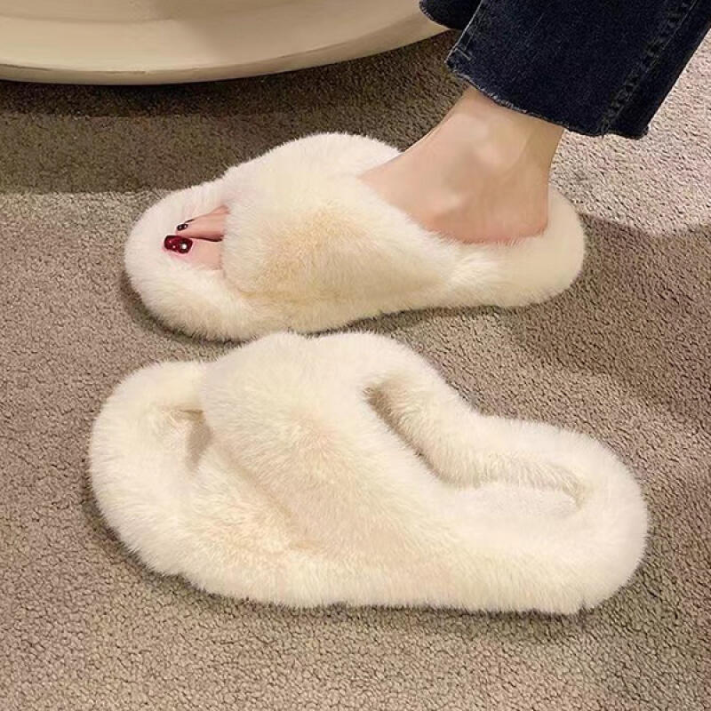 Women s Winter Oversized Twisted Indoor Slippers Fur Slippers in 7 Colors Blue 225-230