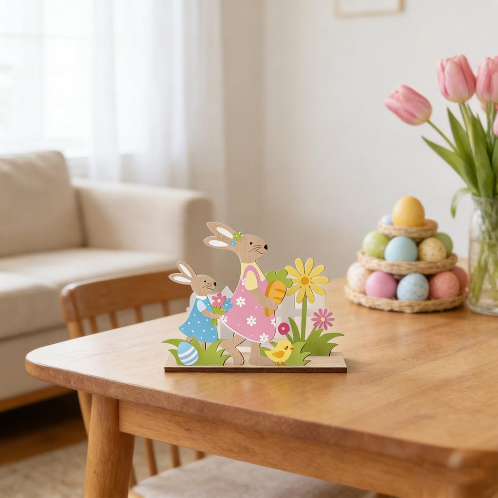 Easter Ornaments, Decorative Items, Cartoon Figurines, Wooden Desktop Decorations