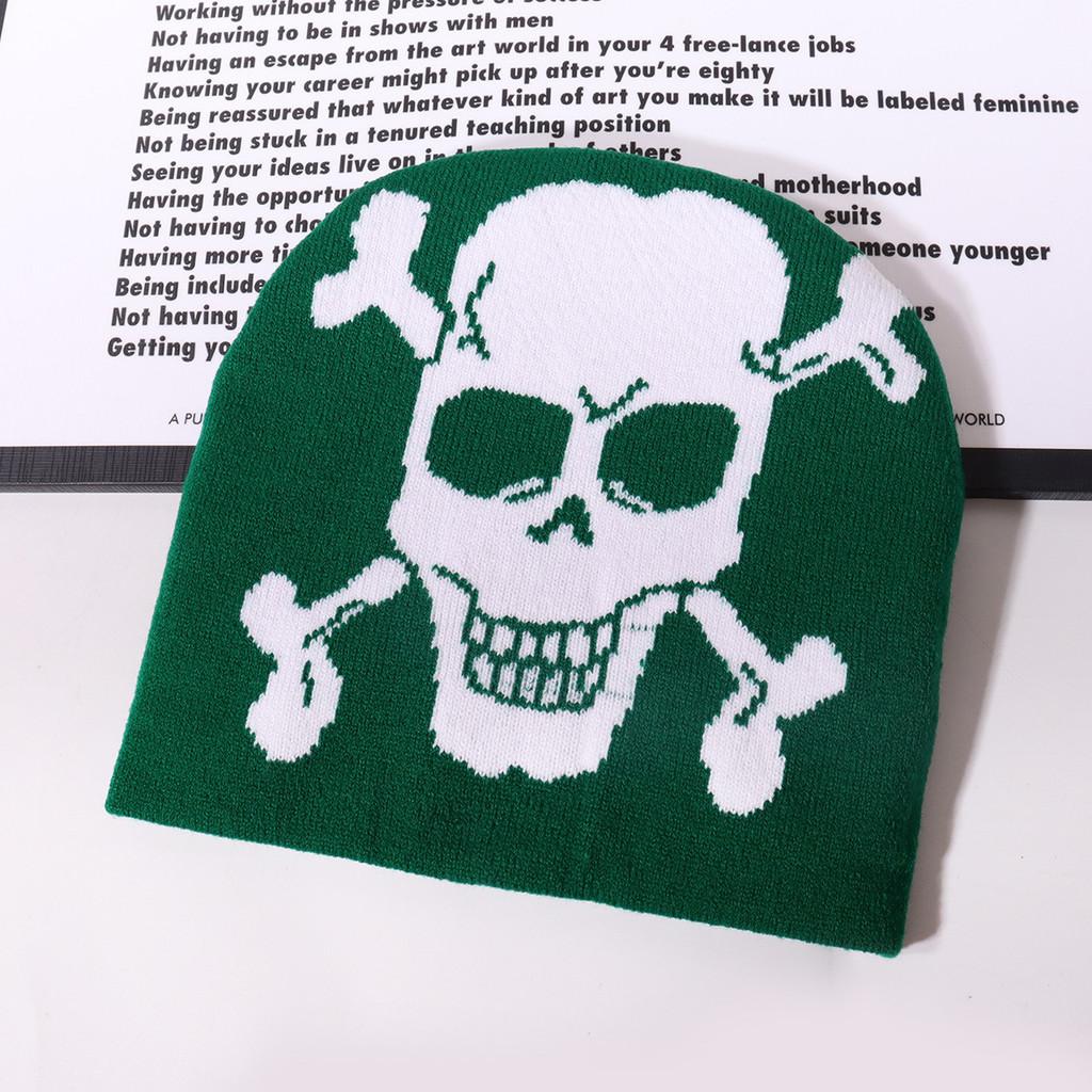 Skull Pattern Knitted Hat With Warmth For Streetwear And Halloween Winter