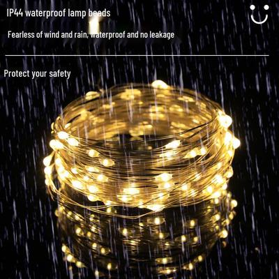 Outdoor LED Colored Fairy Lights: Solar-Powered Copper String Lights with Eight Functions for Christmas and Holiday Decorations.
