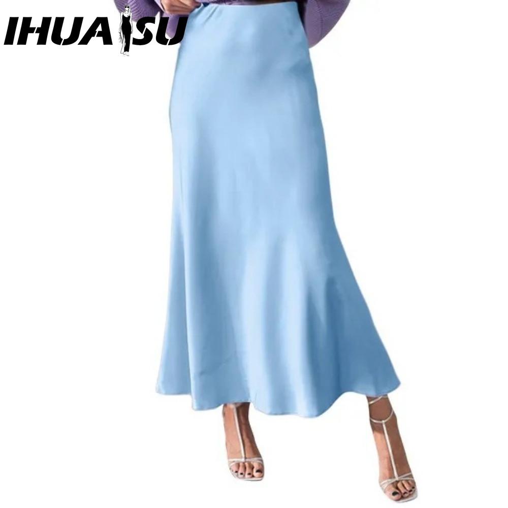 IHUASU Damenmode Lässig Einfarbig Druck Sommer Frühlingsrock