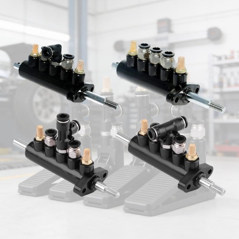 Pneumatic Control Foot Pedal, Tire Changer Air Switching Replacement Part, Service Assembly with Push-In Fittings for Bay Repair and Shop Care