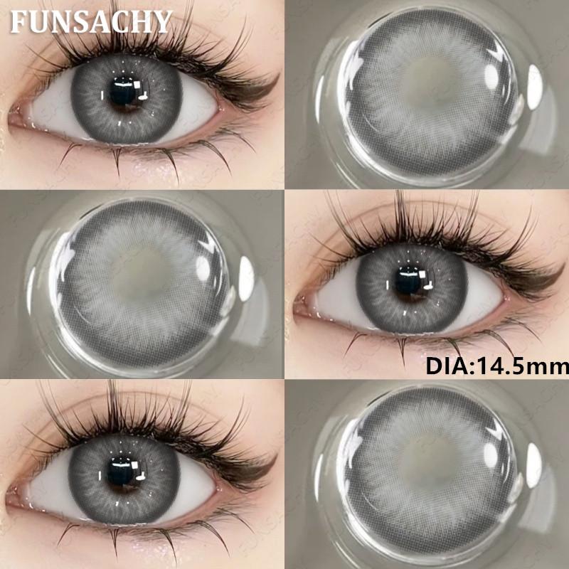 FUNSACHY Nové Módní Kontaktní Čočky 14.2mm Barevné Oční Kontaktní Čočky Modré Přírodní Čočky Šedé Zorničky Oční Make-up Kosmetika Roční