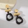 Versatile High-end Geometric Handmade Retro Faux Wood Stud Earrings for Women