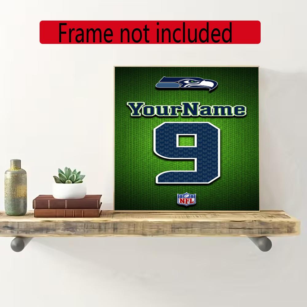 Seattle Seahawks Customize Text Diamond Painting Round Diamond Mosaic Suitable For Beginners Diamond Painting Rhinestones Gift Frameless