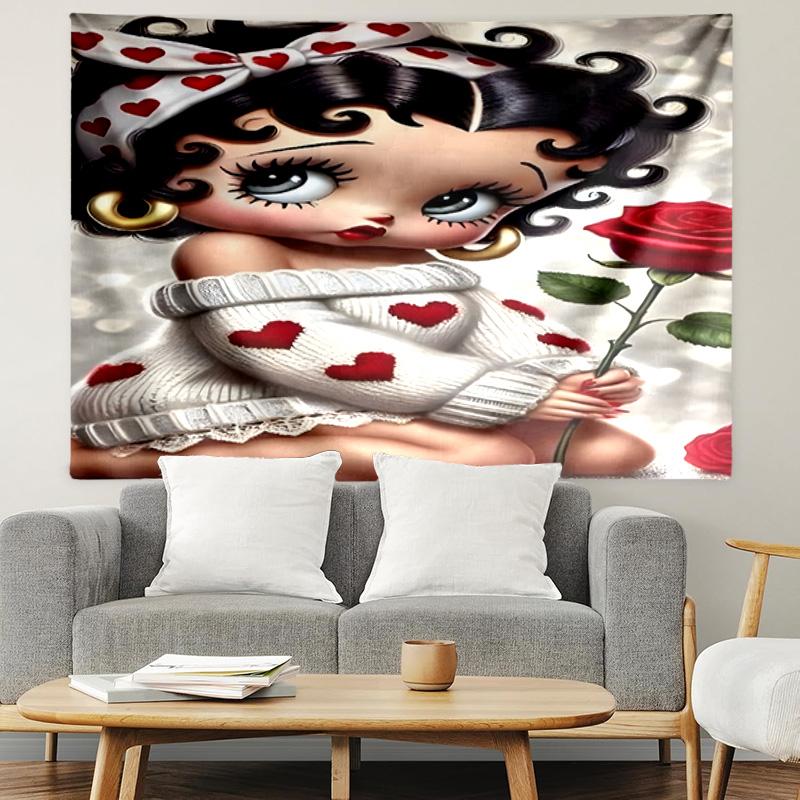 Betty Boop Print Tapestry, Lightweight Wall Hanging, for Bedroom, Dorm, Living Room, Home Art Decor - Birthday Christmas Gift for Friends