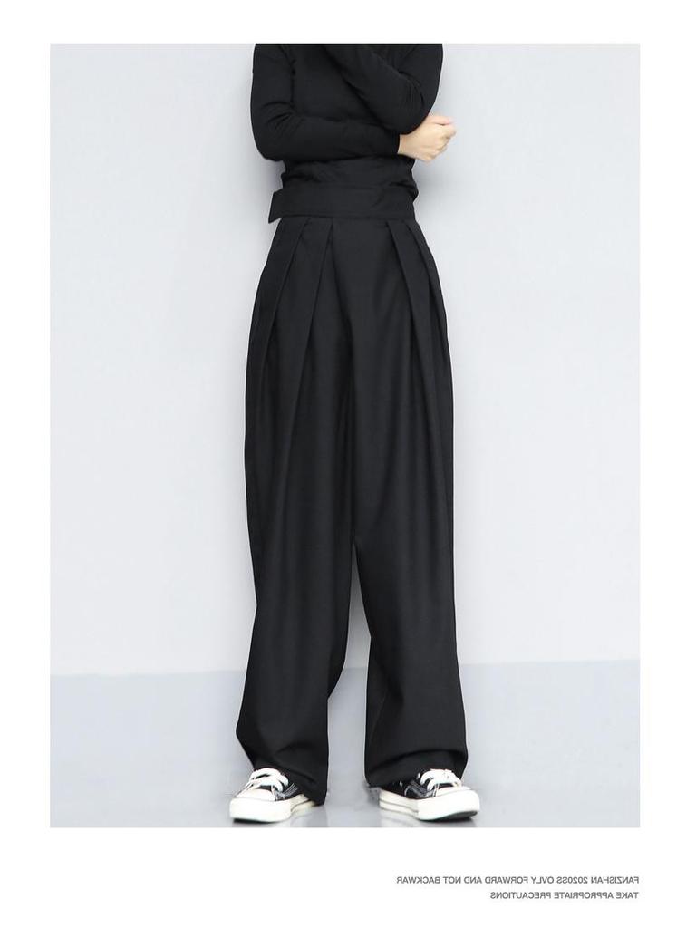2024 Early Spring Women's High-Waisted Wide-Leg Casual Pants with Velcro