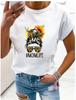 Large Size Women's Flower Mom Vintage Trend Clothing Printed T-Shirt Clothing Summer Basic Top Short Sleeves