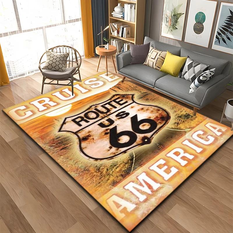 Historic Route 66 Non-slip Carpet Soft Area Rug for Living Room Kids Bedroom Kitchen Decor Floor Mat