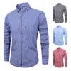 Cross-border Best Seller Men's 100% Cotton Long Sleeve Check Shirt, Classic Gingham Vichy Plaid Casual Button Up Shirt
