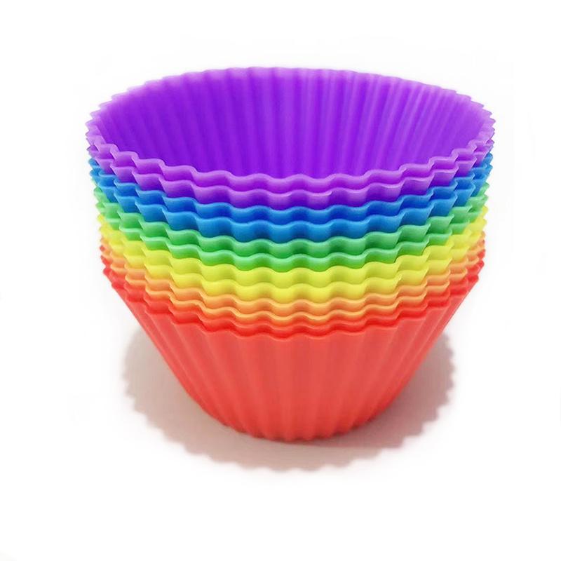 12pcs/24pcs Silicone Cake Mold Round Shaped Muffin Cupcake Baking Molds Kitchen Cooking Bakeware Maker DIY Cake Decorating Tools
