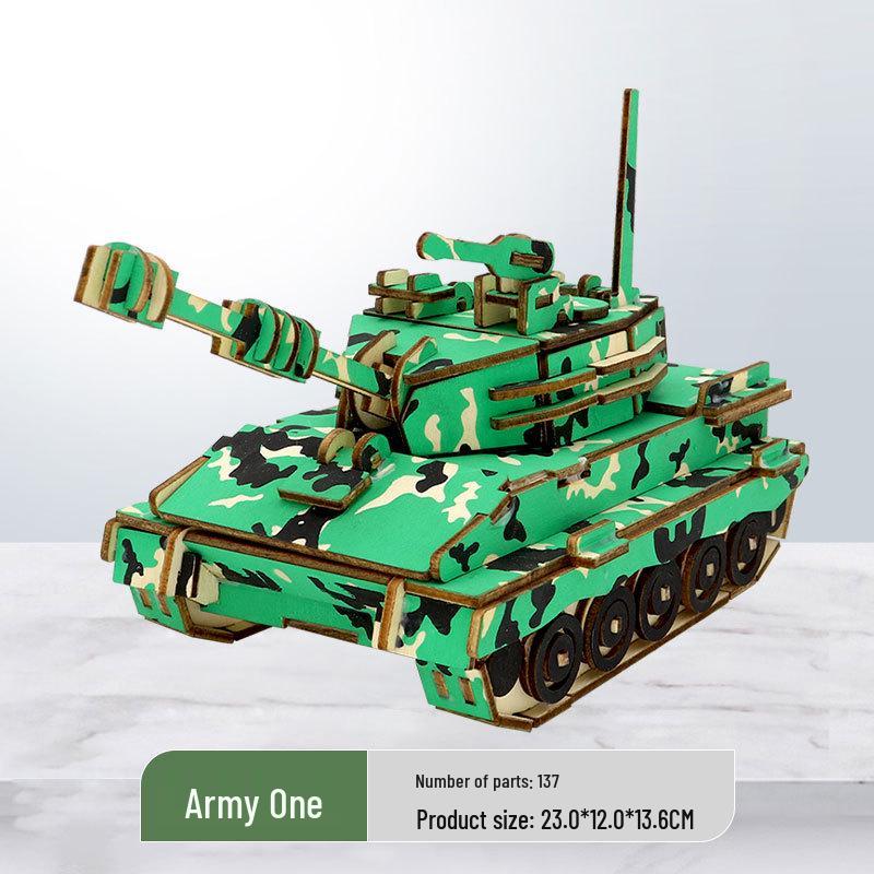 Wooden 3D Military Puzzle Model - Educational DIY Toy for Boys