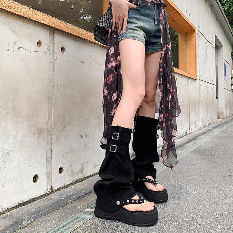 Roman Summer Clip Toe Sandals Fashion Trend Platform Flats Trouser Legs Boots Casual Dress Street Style Shoes