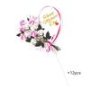 12 pcs Happy Mother's Day Cake Topper Mom Letter Cake topper Pink, Decorative Party Cake Decoration for Mother's Day