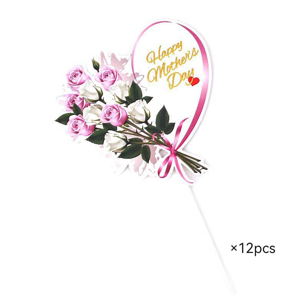 12 pcs Happy Mother's Day Cake Topper Mom Letter Cake topper Pink, Decorative Party Cake Decoration for Mother's Day