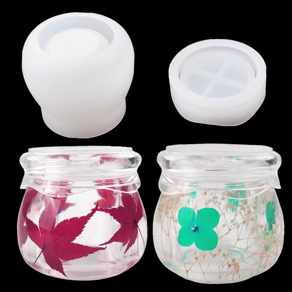 3Pcs Jar Resin Molds Silicone,Pudding Jar Resin Molds with Lid,Bathtub Storage Box Mold for Trinkets,Rings Organizer