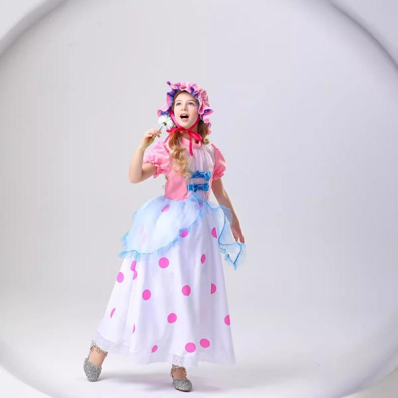 Parent-child Children's Clothing, 61 Animation Cartoon Powder Polka Dot Princess Performance Clothing Shepherd Girl