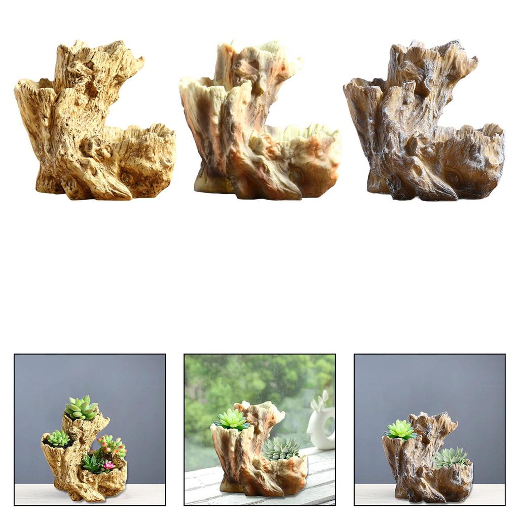 Planter Pot Artificial Driftwood Container for Office Garden Living Room