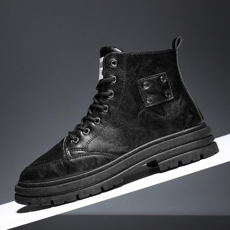 

2024 Winter Men s Shoes High Top Martin Boots Men s Labor Insurance British Boots Men s Work Casual Shoes High Tooling Boots 44 чорний