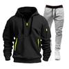 Autumn Men's Casual Sports Suit with Multi-Zipper Arm Pockets & Fashionable Hoodie