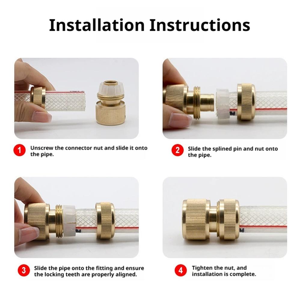 Garden Hose Quick Connector 4-Point Copper Thread Water Pipe Adapter for Drip Irrigation System Fitting Joint