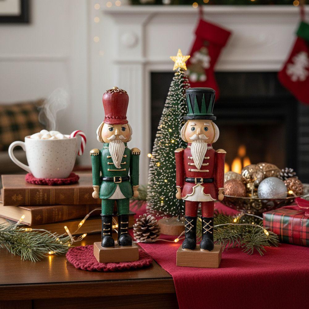 Cartoon Christmas Resin Nutcracker Handcrafted Hand Painting Nutcracker Puppet Pendant Standing Christmas Figurine Office Decor