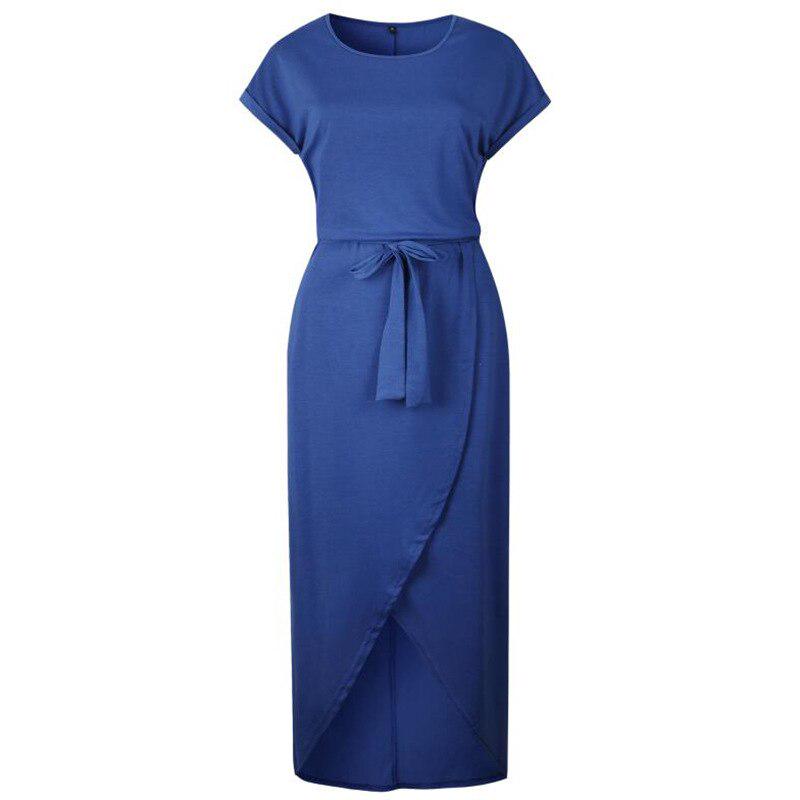 

Сексуальные женские платья с коротким рукавом и круглым вырезом, туника, летний пляжный сарафан, повседневное женское платье XXL синий