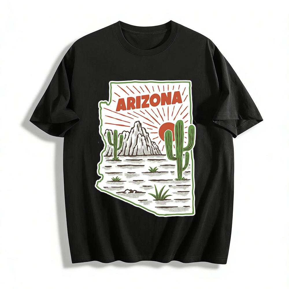Arizona Desert Landscape Print Casual Short Sleeve T-Shirt Pure cotton T-shirt XXS