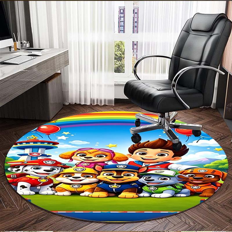 Jungle Pups Print Round Rug, Washable Floor Carpet, For Entryway Dorm Laundry Room Office Study, Home Decor Birthday Christmas Gift
