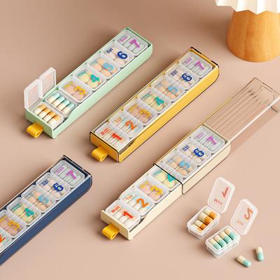 Portable 7 Day Pill Box Weekly Pill Organizer Easy Open Storage Compartment Box Pill Holder Pill Dispenser for Travel