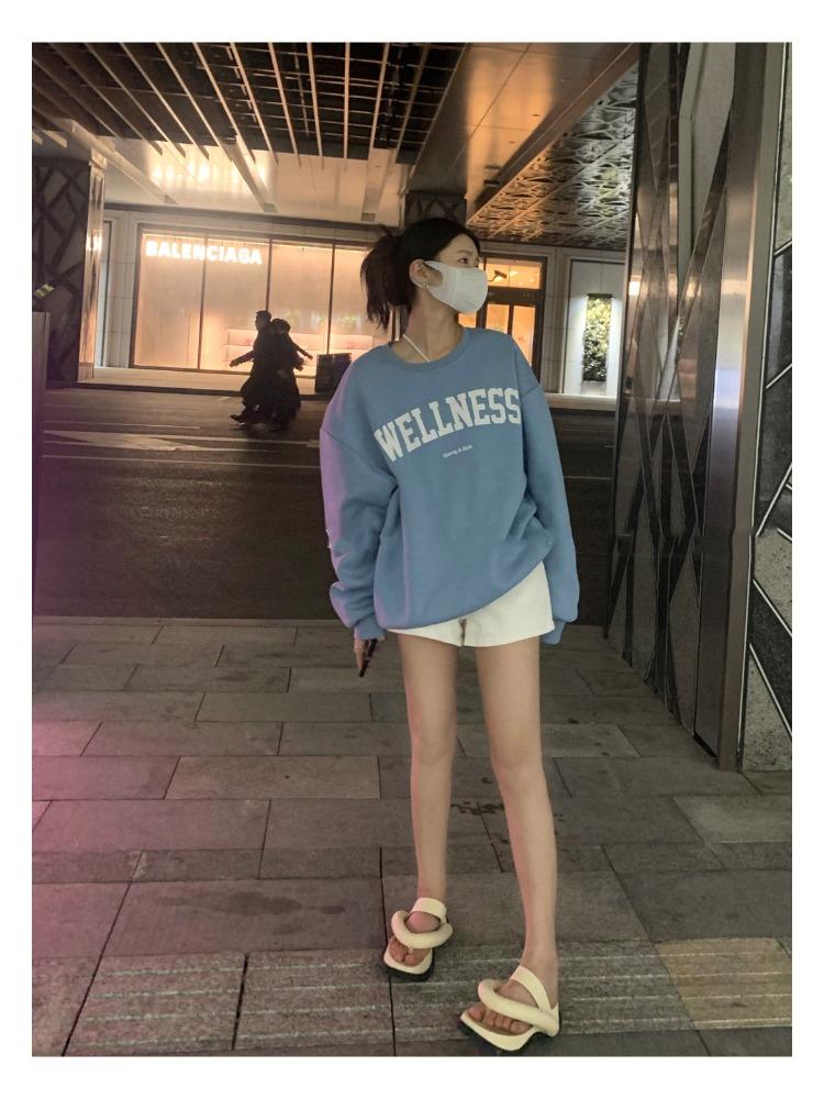 Padded Loose Casual Sweatshirt Women Autumn and Winter Coat Ancient Round Neck Long Sleeve Bottom Shirt Tops Fashion Retro Versatile Sweatshirt