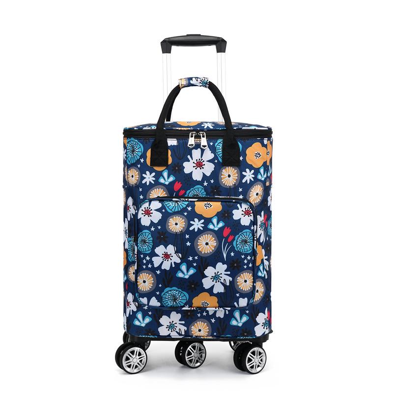 Portable Small Trolley Cart with Universal Wheels and Insulated Shopping Bag