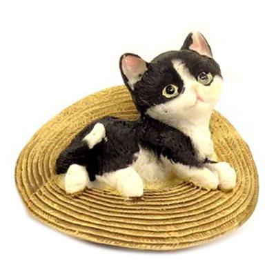 [A0362] - Resin Figurine 'Cats' Black Brown (hat) - 6. 5x8x5cm