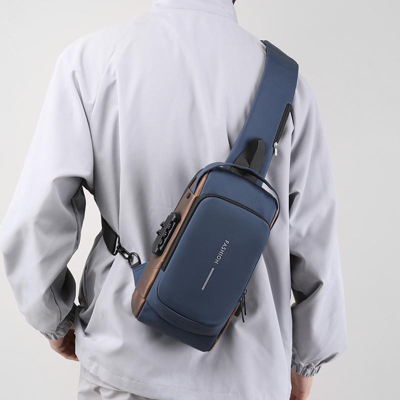 Men's Fashion Trend Simple Business Trip Commuting Bag Daily Versatile Contrasting Design Chest Bag