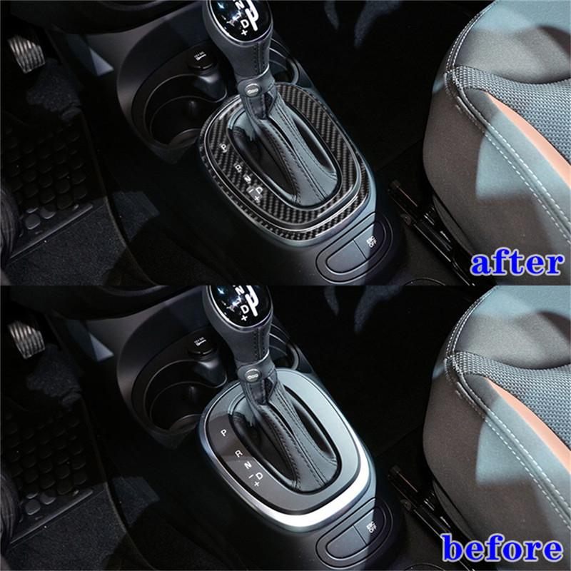 Carbon Fiber Car Interior Gear Shift Frame Cover Trim Decor Sticker For Fiat 500L 2014-2017 Car Styling Accessories