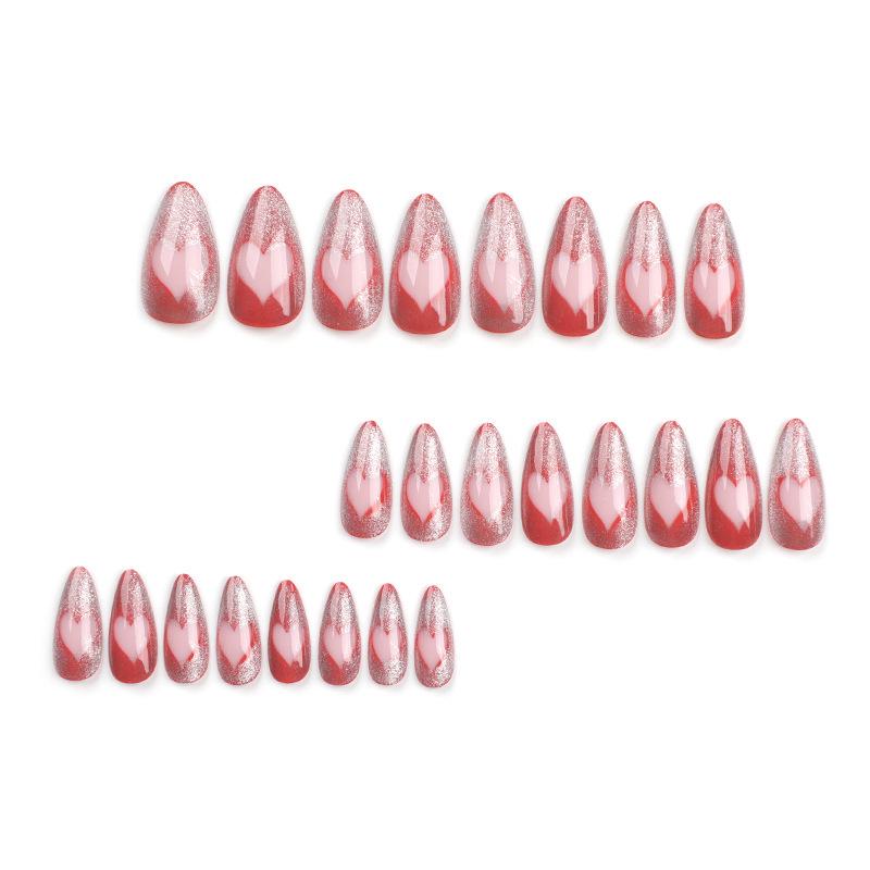 Valentine's Day Romantic Heart Almond-Shaped Wearable Nail Art Tips