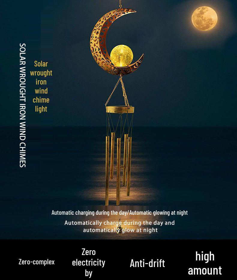 **Kuty Żelazny Solarny Dzwonek Wietrzny - Zewnętrzna Wodoodporna Dekoracja Ogrodu i Balkonu**