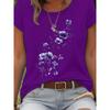 T-shirt da Donna con Ramo Floreale Viola - Grafica Delicata di Fiori ad Acquerello, Top Casual Viola Chiaro