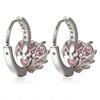 Women's Fashion Luxury Elegant Pink Charming Love Heart Leverback Hoop Earrings AVE