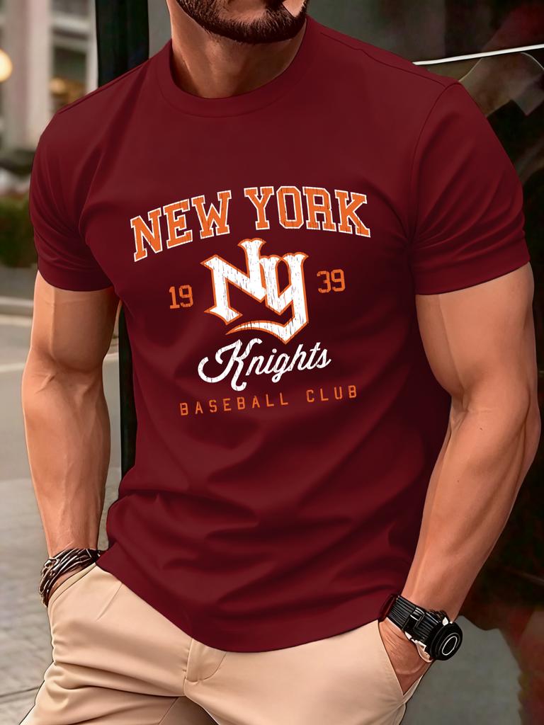 New York Baseball Club Printed TShirt Men Soft AllMatch T Shirts Cotton Casual Clothing Crewneck Oversize Man Short Sleeve