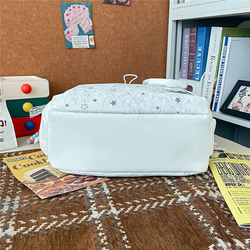 Cute Star Print Backpack with Multiple Pockets and Front Zip Compartment for School and Daily Use