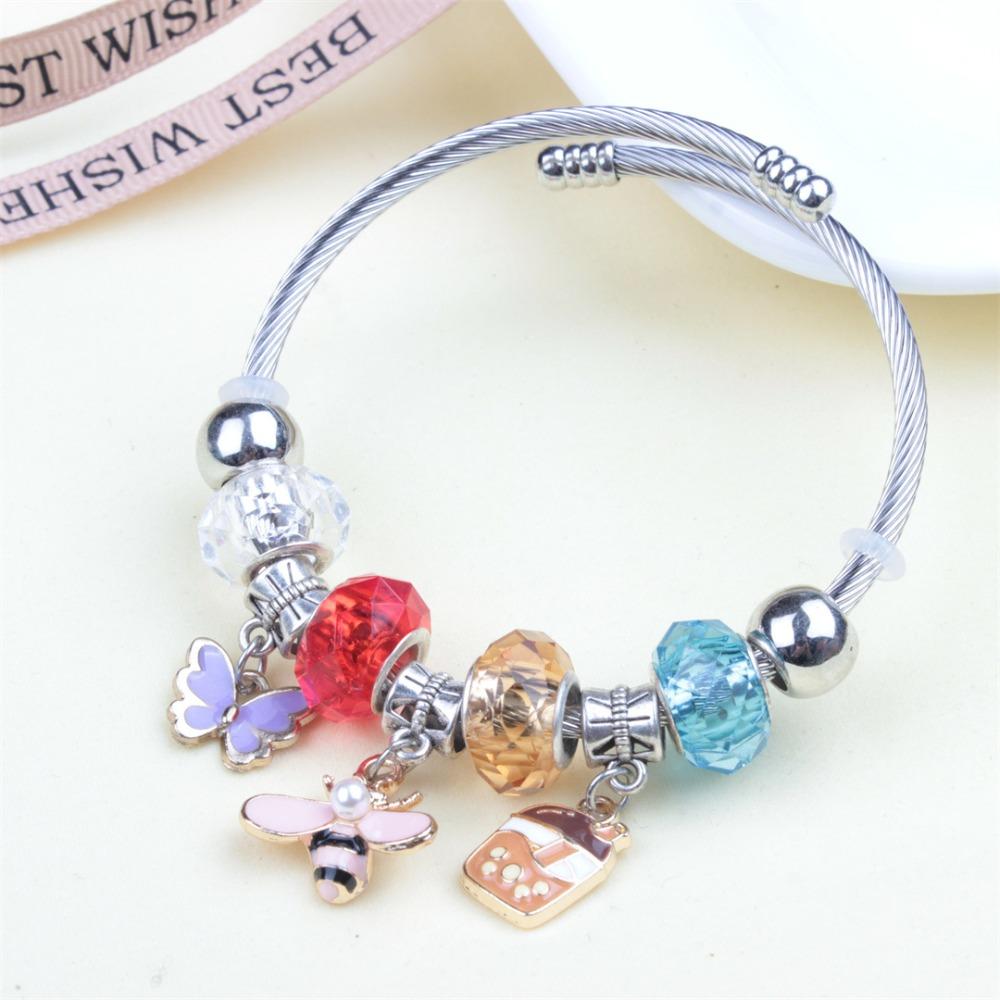 Beaded Bracelet Bangle Multi Element Stainless Steel Copper Alloy Open Spring Snake Bone Chain