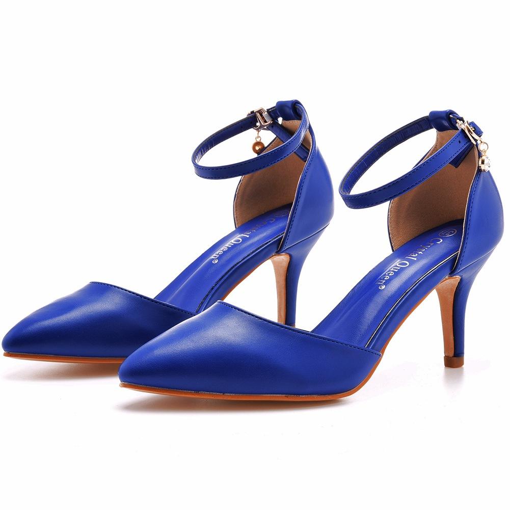 Plus Size Shoes for Women Summer Fashion PU Comfortable Buckle Strap Pointed Toe Sandals Party Evening Wedding Sandalias Mujer