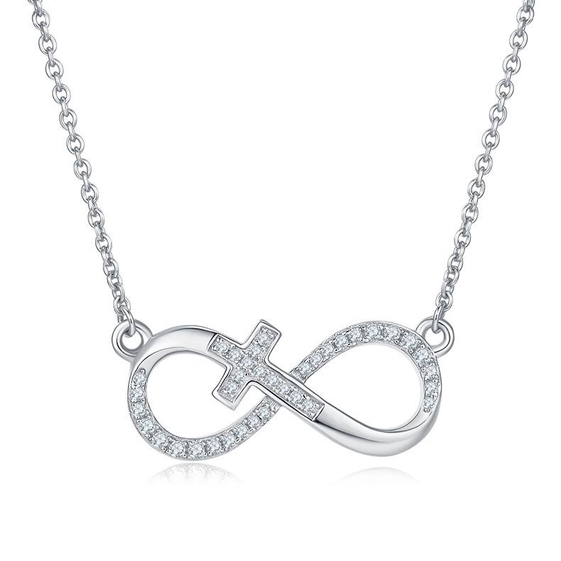 Infinity Symbol Moissanite Necklace, 18K Gold-Plated Sterling Silver Clavicle Chain for Women