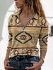 Lässiger Pullover mit Umlegekragen, Reißverschluss, langen Ärmeln, normaler Passform, digital bedruckt, Damen, modischer Stil, bequeme Passform für den täglichen Gebrauch