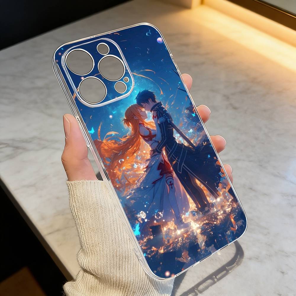 

Kirito & Asuna Anime Phone Case Transparent Silicone Soft For iPhone 17 16 15 14 13 12 11 Mini Pro Max Plus iPhoneXSMAX