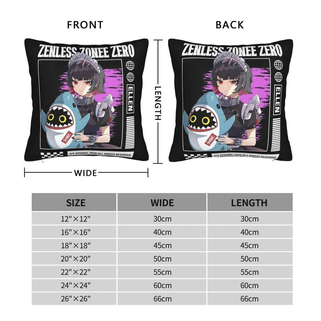 Ellen Joe Zenless Zone Zero Pillowcase Double-Sided Printing Cushion Cover Gift Throw Pillow Case Cover Bedroom Square 18''