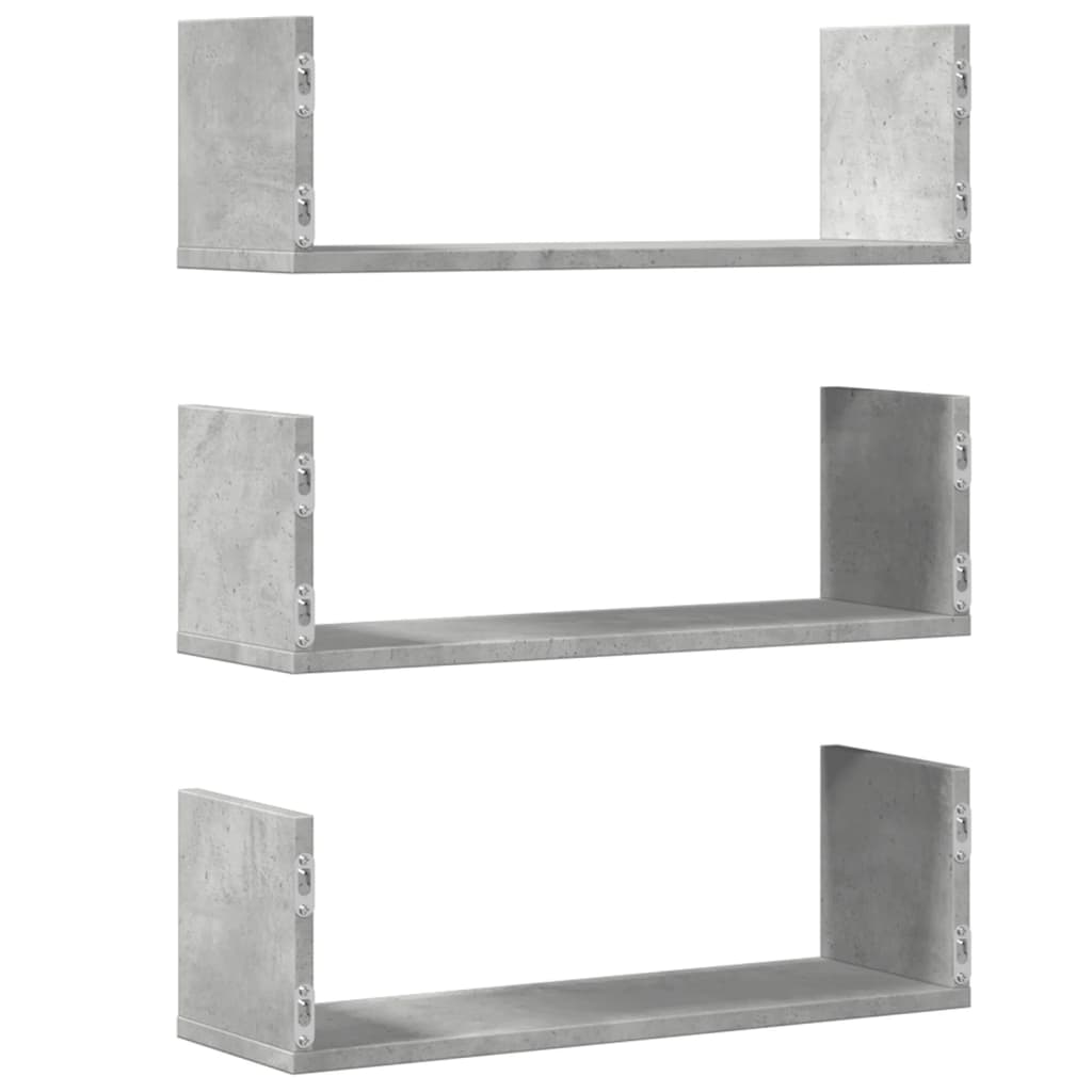 Wall Shelves 3 pcs Concrete Grey 58 x 18 x 18 cm Engineered Wood