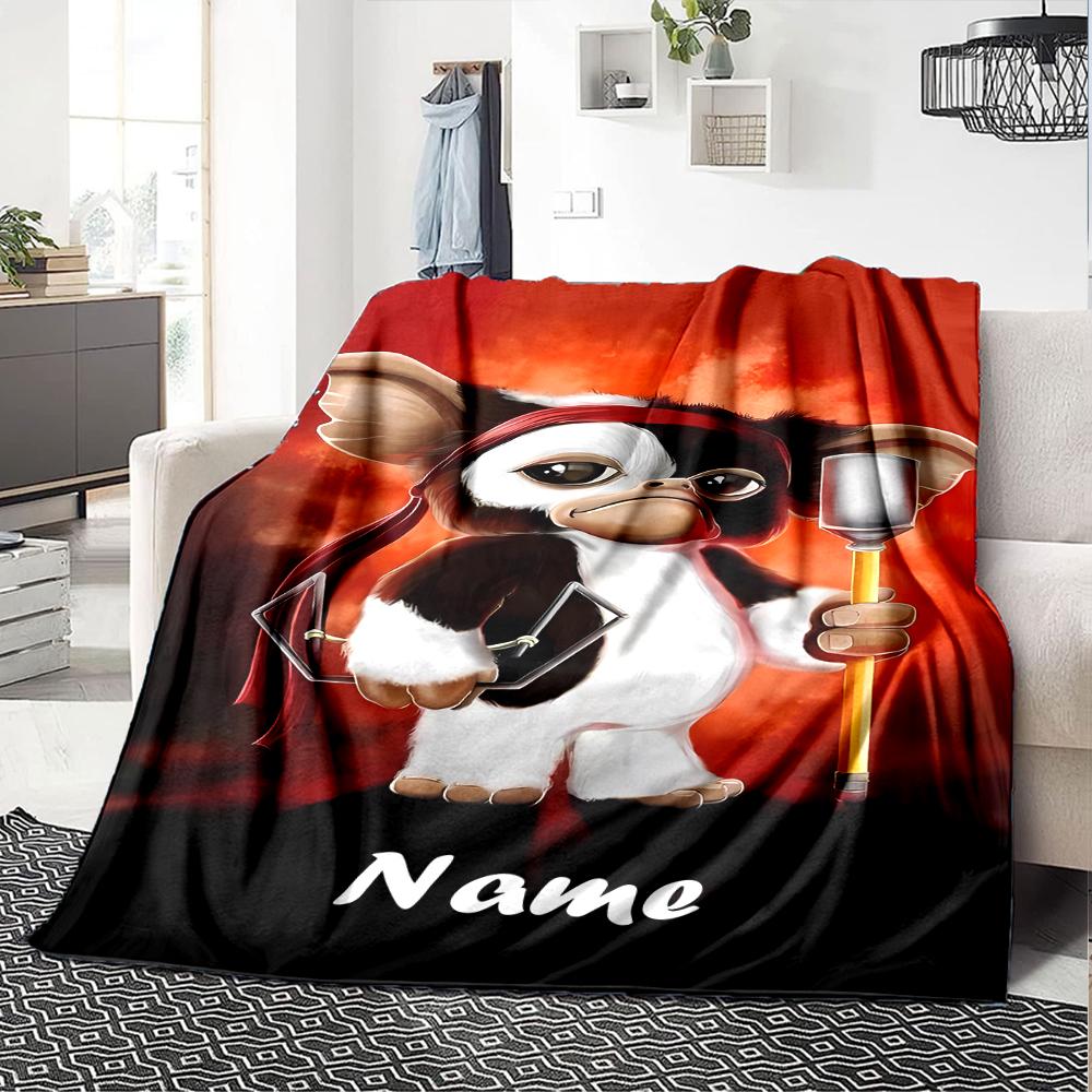 Custom Name Gremlins Theme Printed Blanket - Perfect for Couch, Bed, Travel & Outdoor Use | Machine Washable, Cozy & Durable.